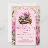 Shabby chic vintage fuchsia pink Bridal tea party