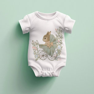 Shabby Chic Vintage Rabbit Baby Bodysuit