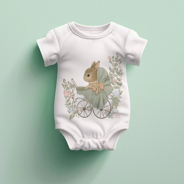 Shabby Chic Vintage Rabbit Baby Bodysuit (Creator Uploaded)