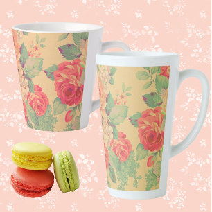 Shabby Chic Vintage Rose Floral Latte Mug