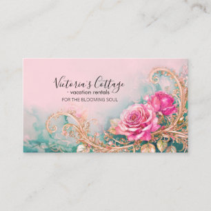 Shabby & Chic Vintage Rose Floral Personalised Bus Business Card