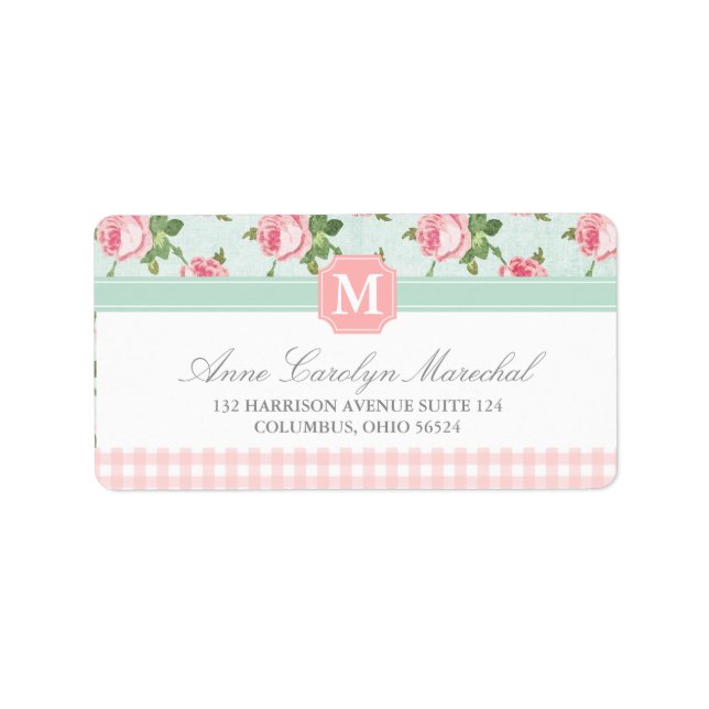 Shabby & Chic Vintage Rose Floral Personalised Label (Front)