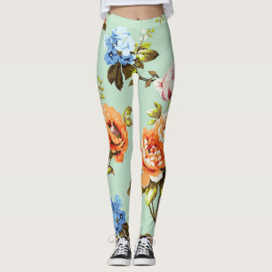 Shabby Chic Vintage Roses Pattern Leggings