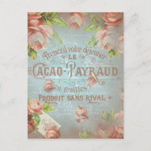 Shabby chic vintage roses rose typo postcard
