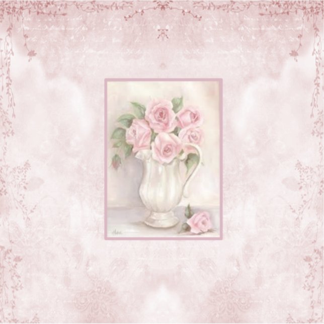 Shabby Chic Vintage Vase with Roses (Front)