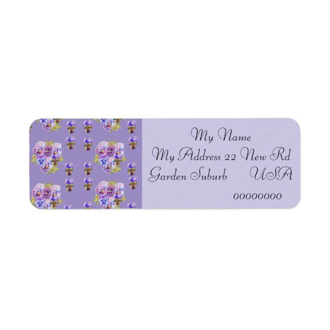 Shabby Chic Viola Flower Return Address Labels (Front)