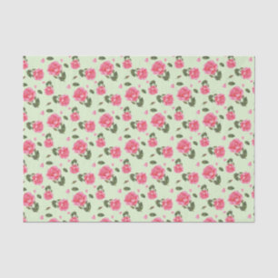 Shabby Chic Watercolor Pink Rose Floral Design Tissue Paper