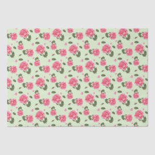 Shabby Chic Watercolor Pink Rose Floral Pattern Tissue Paper