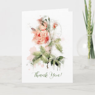 Shabby Chic Watercolor Roses Greeting Card