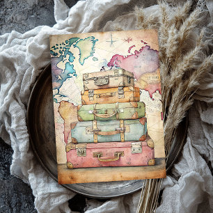 Shabby chic Watercolor vintage summer suitcases Tissue Paper