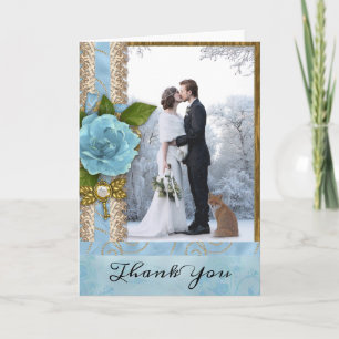 Shabby Chic Wedding Photo Thank You Card