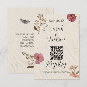 Shabby Chic Wedding Pressed Flowers Enclosure Card