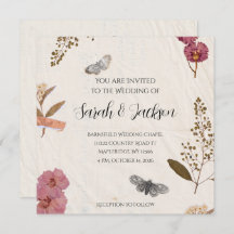 Shabby Chic Wedding Pressed Flowers Wedding Invite