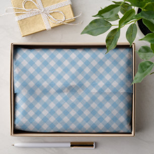 Shabby Chic White Cyan Sky Blue Gingham Tissue Paper