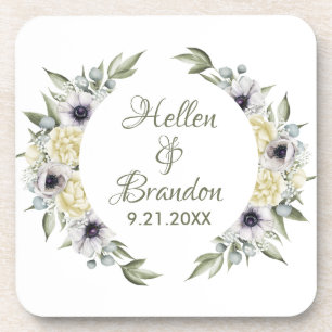 Shabby-chic White & Peach Floral Frame Coaster