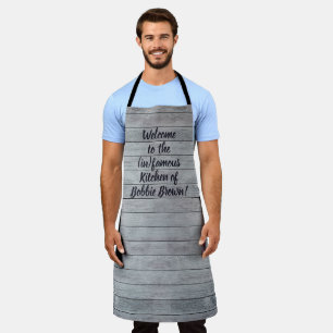 Shabby-chic white Wood Planks with your Text Apron