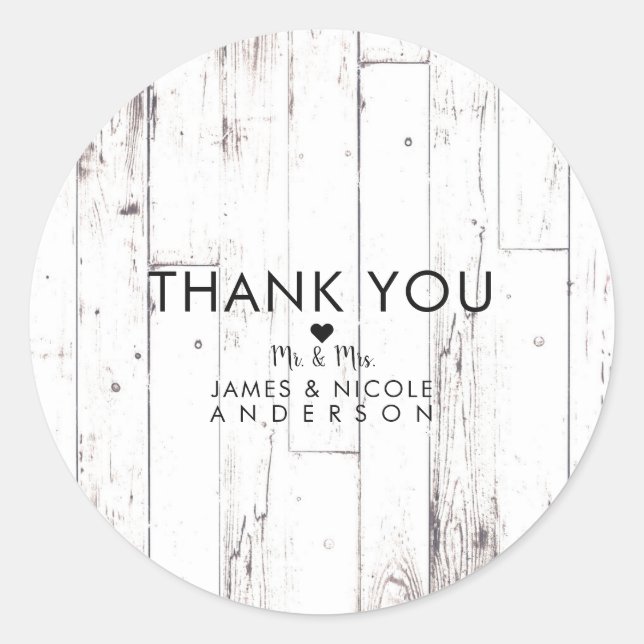 Shabby Chic White Wood Rustic Farmhouse Barn Favou Classic Round Sticker (Front)