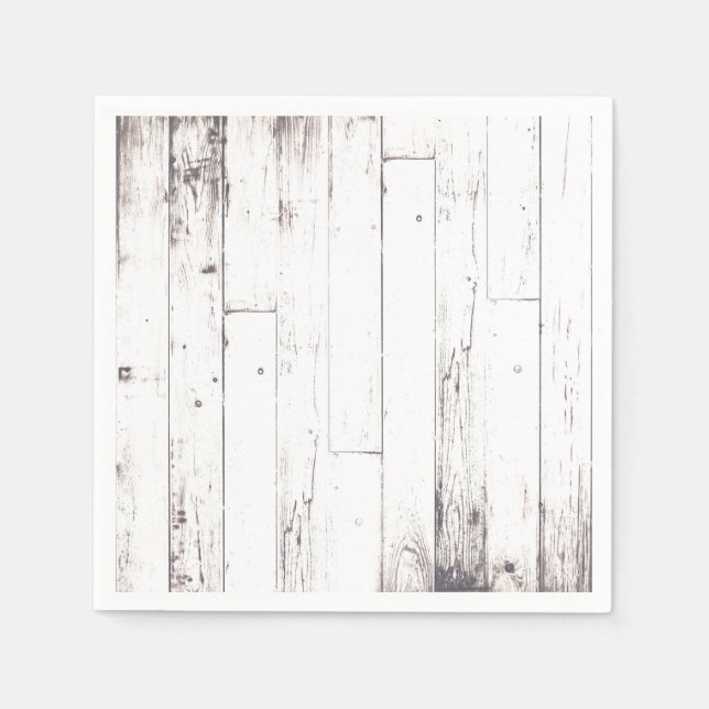 Shabby Chic White Wood Rustic Farmhouse Party Napkin (Front)