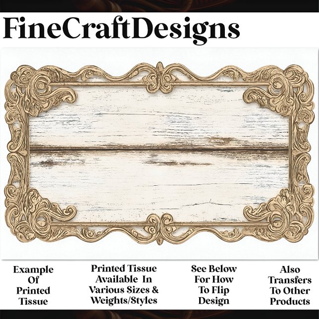 Shabby Chic Wood + Gold Scroll Frame AN3 Decoupage Tissue Paper (Creator Uploaded)