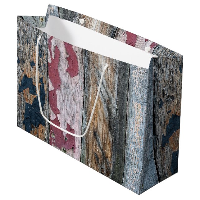 Shabby Chic Wood Large Gift Bag (Front Angled)