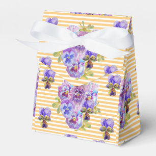 Shabby Chic Yellow Stripe Pansy Floral Favour Box
