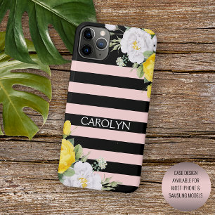 Shabby Chic Yellow White Roses Floral Pattern Case-Mate iPhone Case