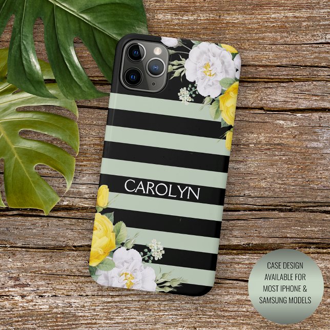 Shabby Chic Yellow White Roses Floral Pattern Case-Mate iPhone Case (Creator Uploaded)