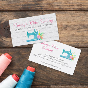 Shabby Cottage Chic Sewing Machine Rustic Wood Business Card