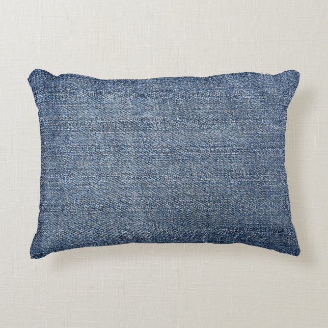 Shabby denim: blue jeans texture decorative cushion (Front)