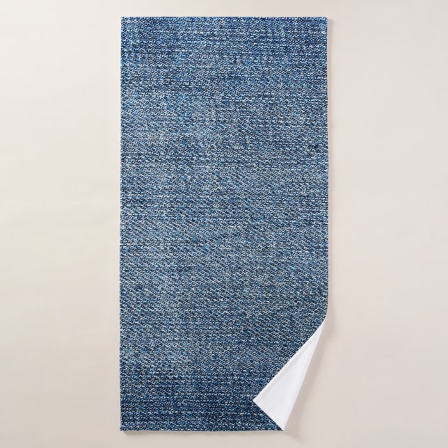 Shabby denim texture for background. Blue jeans Bath Towel (Bath Towel)