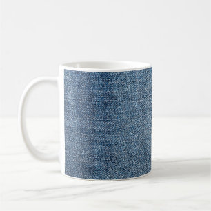 Shabby denim texture for background. Blue jeans Coffee Mug