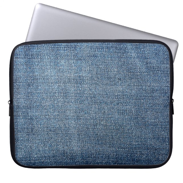Shabby denim texture for background. Blue jeans Laptop Sleeve (Front)