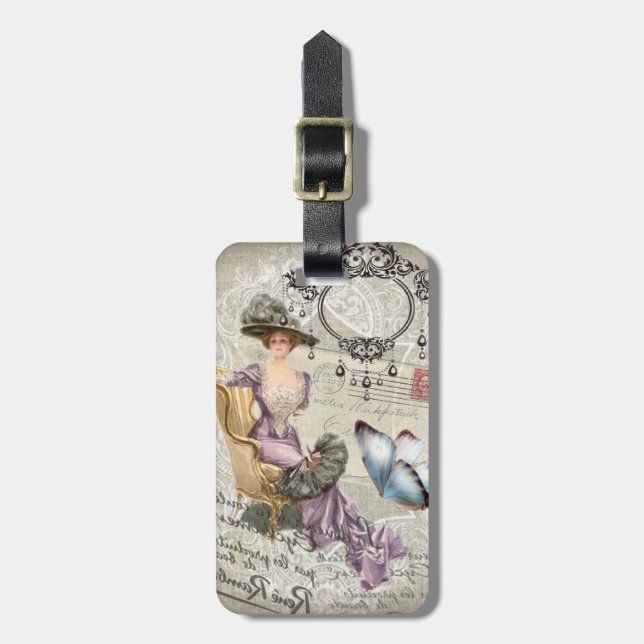 shabby elegance chandelier Vintage victorian Luggage Tag (Front Vertical)