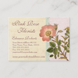 Shabby Elegance Vintage Chic Pink Dog Rose Business Card