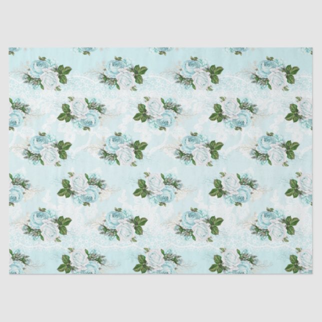 Shabby Floral Aqua Series Design 1 Tissue Paper (Front)