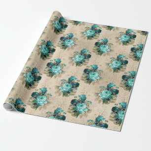 Shabby Floral Aqua Series Design 3 Wrapping Paper