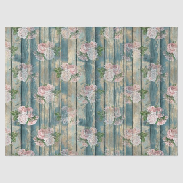 Shabby Floral Aqua Series Design 6 Tissue Paper (Front)
