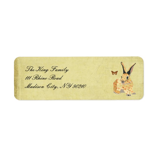 Shabby Floral Bunny Address Label (Front)