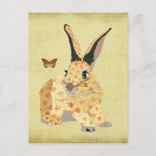 Shabby Floral Bunny Postcard