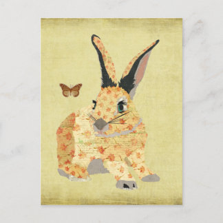 Shabby Floral Bunny  Postcard