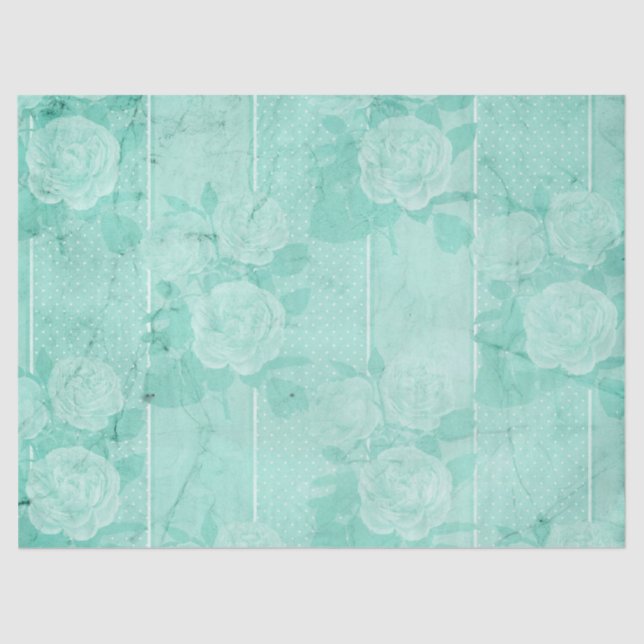 Shabby Floral Turquoise Series Design 1 Tissue Paper (Front)