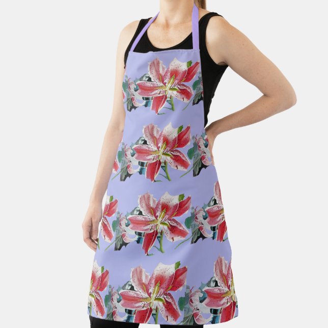 Shabby Flower Red lilac Lily floral Kitchen Apron (Insitu)