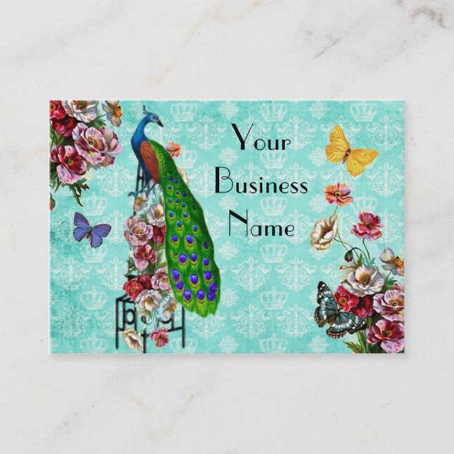 Shabby French Peacock Business Card (Front)