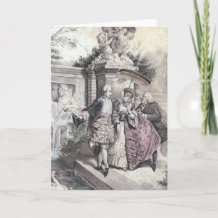 Shabby French Romantic Scene Faded Vintage Colours Holiday Card