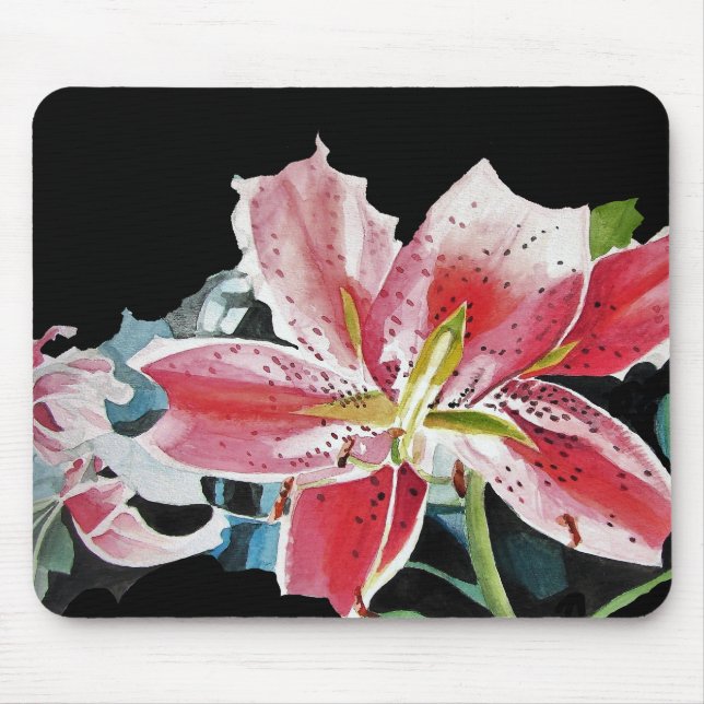 Shabby Lily Lillies Art Computer Mouse Mat Pad (Front)