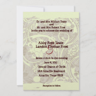 Shabby Parchment Grey Wedding Invitation