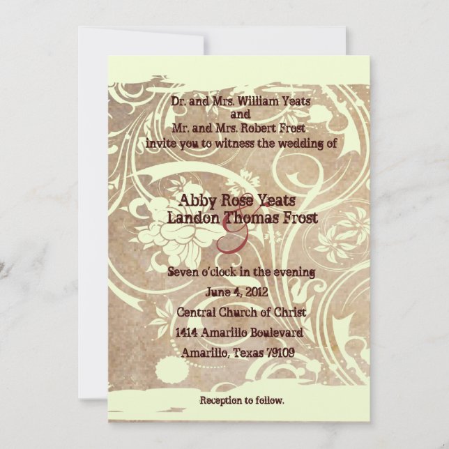 Shabby Parchment Wedding Invitation (Front)