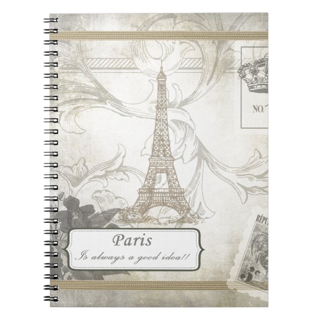 Shabby:  Paris is Always a Good Idea! Spiral Notebook (Front)