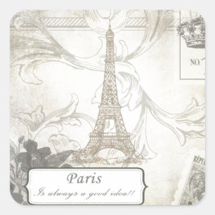 Shabby: Paris is Always a Good Idea! Square Sticker