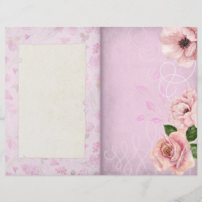 Shabby Pink Floral Patterned Journal Page (Front)